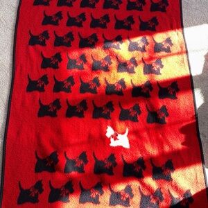 Biederlack Scottie Dogs Blanket Red Black Germany Vintage 70 X 52